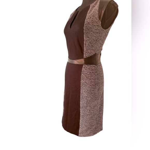 NWT Rebecca Taylor Tweed & Twill Dress with Leather Accents sz 2 - Picture 3 of 6